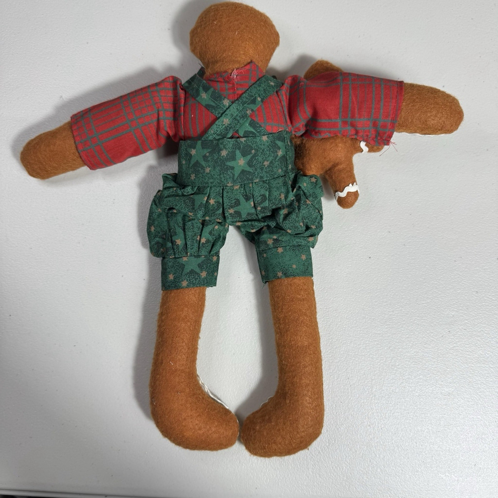 Vintage Stuffed Gingerbread Family Boy Girl Christmas Holiday Decor Farmhouse - Picture 5 of 9